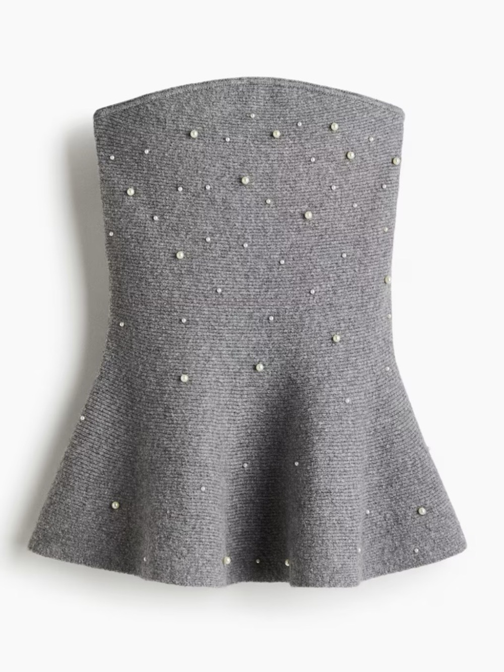 Plus size bandeau Peplum Top with Pearl Embellishments